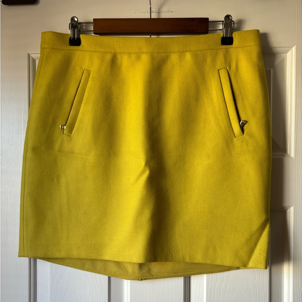 Bright Yellow 100% Wool J. Crew Skirt with Zip Pockets!